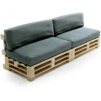 Bananair - Palletkussens 2x Set - Afneembare hoes - Waterbestendig - Tuinkussens voor Palletbank - 2x Zitkussen 120x80x15 cm & 2x Rugkussen 120x40x15 cm - Donkergrijs