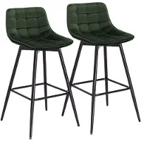 Happyment Barkruk Misa Industrial - Donkergroen - Barkrukken set van 2 - Barstoel Kruk - Barstoelen met rugleuning - Keukenstoel - Velvet