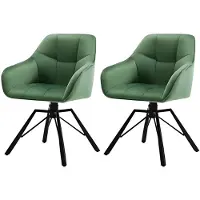 Happyment Set van 2 Draaibare Eetkamerstoelen - Gestoffeerde Comfortstoelen met Armleuningen & Rugleuning - Voor Keuken, Woonkamer & Restaurant