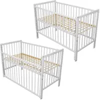 Need Sleep Babybed, 120x60 cm, in hoogte verstelbaar - met neerklapbaar spijlenrooster - bijzetbed, babybed, wit