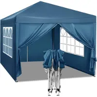 Happyment Partytent met zijwanden - Easy up - Opvouwbaar - Paviljoen - Waterdicht weerbestendig - Blauw - 3x3 m