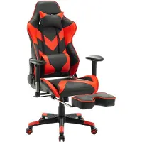 Happyment Luxe Gaming stoel - Met voetsteun - Rood - Gamestoel - Chair - Ergonomische bureaustoel - Verstelbaar - Chair - Kunstleer