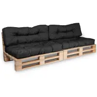 Bananair - Palletkussens 2x Set - Tuinkussens voor Palletbank - 2x Zitkussen 120x80x15 cm & 2x Rugkussen 120x40x15 cm - Zwart
