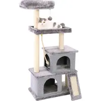 Happyment Luxe Krabpaal voor Katten - Grijs - Zachte Kattenmand hangmat - Kattenspeelgoed - Geschikt voor kleine kittens - 127 CM