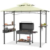 LZQ Barbecuepaviljoen BBQ-grillluifel Weerbestendig Tuinprieel BBQ-gazebo Luifel - Beige