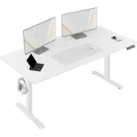 Happyment Elektrisch Sta-Bureau - Voor Thuiswerken of Kantoor - In Hoogte Verstelbaar Ergonomisch Computerbureau met USB-Oplaadpoort en Geheugenbediening - Color: 120x60cm white