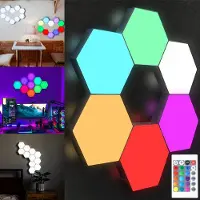 ROSNEK Hexagon LED Wandlamp Binnen - RGB + 3 Wittonen - USB-Aangedreven, Aanraakgevoelig - Hexagon LED Panelen met Afstandsbediening voor Woonkamer Slaapkamer Gamer Kamer - 1 Stuk
