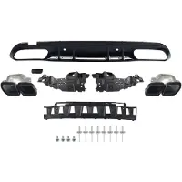 Happiq Diffuser Set Vaylen - Achterbumper Diffuser Uitlaat Set - Voor Mercedes W205 AMG (2015-2021) - C63 Look - Zwart - Auto Accessoires