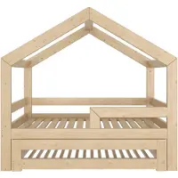 Need Sleep - Huisbed Kinderbed met uitschuifbaar logeerbed - houten uitschuifbed voor 2 kinderen - 180x90 / 160x80 cm - symmetrisch