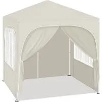 Happyment Opvouwbare Tuinpaviljoen - Voor Buiten - Pergola 2x2m met Zijwanden - Verstelbare Hoogte - Pop-up Pavillon met Waterdichte UV-Bescherming