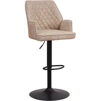 Happyment Barkruk deluxe met rugleuning en armleuning - Wit - Modern Design - Voetsteun - Voor Keuken en Bar - Set van 1 - Chenille