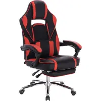 Happyment Gamestoel Manchester - leer - Met rugleuning en armleuning - In hoogte verstelbaar - Ergonomisch - Rood