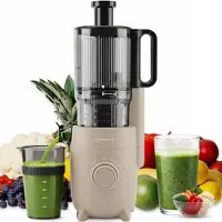 Safecourt Kitchen Slow Juicer - krachtige motor [Pre-cutter & Cold-press technologie] - eenvoudige reiniging - BPA-vrij - sapcentrifuge Beige