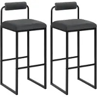 Happyment Barkruk Nitto Industrial - Donkergrijs - Barkrukken set van 2 - Barstoel Kruk - Barstoelen met rugleuning - Keukenstoel - Velvet
