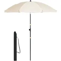 Happyment Ronde Parasol - Voor Balkon, Strand of Tuin - Verstelbaar & 45° Kantelbaar - UV-Resistent & Waterdicht - Beige 155cm