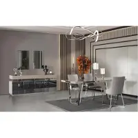 AEA Essgruppe Esszimmer Gruppe Essecke Esstisch Stühle 10tlg Holz Grau