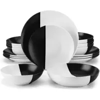 Happyment Valenza Serviesset - 16 delig - 4 persoons - Classy white - Dinerborden - Bordenset - Diepe borden - Ontbijtborden - Servies - Keukenservies