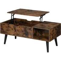 Happyment Salontafel Dulvia- Bruin - Tafel voor woonkamer - Met opbergruimte en hefplank - Laptoptafel