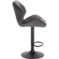 Happyment Barkruk Comfy Grijs - Met rugleuning - Stevig- Velvet - Set van 1 - Keuken - Barstoelen ergonomisch - Verstelbaar in hoogte - Zithoogte 60-82cm