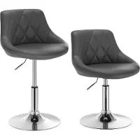 Happyment Barkruk Norino deluxe - Industrial - Grey - Barkrukken set van 1 - Barstoel Kruk - Barstoelen met rugleuning - Keukenstoel - In hoogte verstelbaar - Kunstleer
