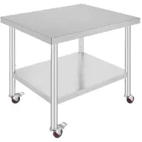 Happyment Keuken Werktafel - Commercieel - RVS - Verrijdbaar - Zilver - 95x61cm