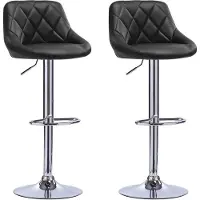 Happyment Designer Barkruk Gita - Met rugleuning - Stevig - Ergonomische barstoel - Zithoogte 60 - 82cm - Zwart - Set van 2 - Keuken en bar - In hoogte verstelbaar