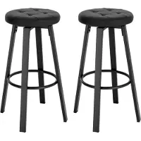Happyment Barkruk Zura - Antraciet - Met rugleuning - Barstoelen ergonomisch - Zithoogte 60-82cm - Set van 2 - Keuken en bar