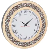 Happiq Spiegel klok Fioren - Elegante Spiegel klok - Goud - Ronde wandspiegel - 60 - Zonder verlichting - Woonkamer
