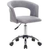 Happyment Bureaustoel deluxe op wielen - Linnen - Voor volwassenen - Lichtgrijs - Ergonomische bureaustoel - In hoogte verstelbaar