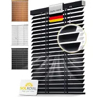 Sol Royal BE5 – Houten Jaloezieen Zwaart 50 mm Lamellen Extra Breed – 120x180 cm – Eenvoudige Montage aan Muur & Plafond – Echt Hout – Rolgordijn Raam & Deur