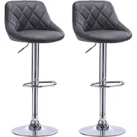 Happyment Designer Barkruk Daria - Met rugleuning - Stevig - Ergonomische barstoel - Zithoogte 60 - 82cm - Grijs - Set van 2 - Keuken en bar - In hoogte verstelbaar