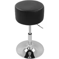Happyment Ronde Barkruk Berino - Met rugleuning - Ergonomische barstoel - Zwart - Set van 1 - Keuken en bar - In hoogte verstelbaar - Zithoogte 52-67cm