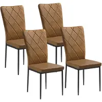 Happyment Eetkamerstoelen Delio - Set van 4 - Draaibaar - Fauteuil - Keuken - Voor eettafel - Bruin leer