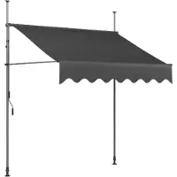 Happyment Handmatige Intrekbare Luifel Tavien - Zonneluifel - Niet-Schroef Buitenpatio Zonnescherm voor Terrasdeur en Raam - In Hoogte Verstelbaar Zonnescherm voor Buiten - 200 x 120 cm