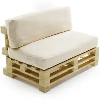 Bananair - Palletkussens Set - Afneembare hoes - Waterbestendig - Tuinkussens voor Palletbank - 1x Zitkussen 120x80x15 cm & 1x Rugkussen 120x40x15 cm - Beige