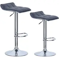 Happyment Barkrukken Nora - Set van 2 - Keuken - Grijs - Barstoelen kunstleer- Verstelbaar in hoogte - Zithoogte 62-84cm