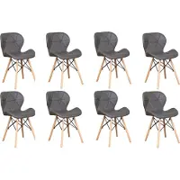 Happyment Moderne Eetkamerstoelen Grijs - Set van 8 - Woonkamerstoelen - Zithoogte 38cm - Keukenstoelen - Kuipstoel