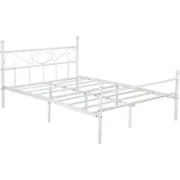 Happyment Metalen bedframe - 140 x 200cm - Incl. lattenbodem - Twijfelaar - 2 persoons - Wit