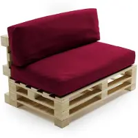 Bananair - Palletkussens Set - Afneembare hoes - Waterbestendig - Tuinkussens voor Palletbank - 1x Zitkussen 120x80x15 cm & 1x Rugkussen 120x40x15 cm - Rode