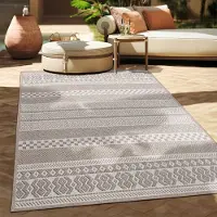 Paco Home Buitenkleed, plat geweven, modern, boho, etnisch, weerbestendig, voor buiten, rond, diameter 80 cm