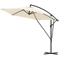 Happyment Ronde Parasol - Voor Balkon, Strand of Tuin - Verstelbaar & 45° Kantelbaar - UV-Resistent & Waterdicht - Beige