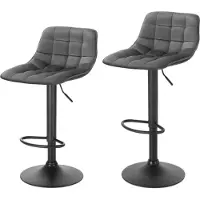 OEM Set van 2 fluwelen barkrukken - luxe en stijlvol - draaibaar en verstelbaar - fluweelzitting - stevige voetsteun - grijs