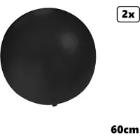 Partyxplosion 2x Mega Ballon 60 cm zwart - Halloween Super Ballon carnaval festival feest party verjaardag landen helium lucht thema
