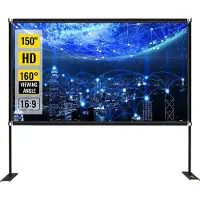 Happyment XXL Projector Scherm 150 Inch – 4K Full HD – 160 Graden Kijkhoek – 16:9 – Uitstekende Kwaliteit – Met Onderstelsel