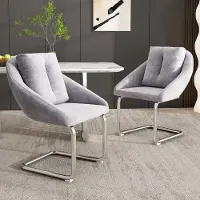 STILVORA Eetkamerstoel – Luxe Fluweel Set van 2 – Comfortabel met Ergonomisch Ontwerp & Stijlvolle Details – Voor Woonkamer en Kantoor – Grijs