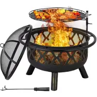 Happyment BBQ Vuurkorf Valora met vonkenscherm - 76CM - Voor buiten - Vuurschaal - Tuinhaard - Sfeerhaard