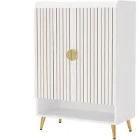 Happiq Schoenenkast Nero met deuren - Wit - Schoenenrek - 110cm - 6 laags - Houten opbergkast