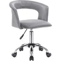 Happyment Bureaustoel deluxe op wielen - Velvet - Voor volwassenen - Lichtgrijs - Ergonomische bureaustoel - In hoogte verstelbaar