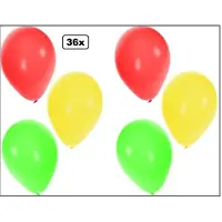 Partyxplosion 36x Ballonnen rood/geel/groen - Carnaval thema feest optocht fun feestje ballon