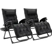 Happyment Tuinstoelen - Campingstoel - Ligstoel - Klapstoel - Voor binnen & buiten - Verstelbare lounge- en campingstoel - Waterbestendig technische stof - Set van 2 - Zwart